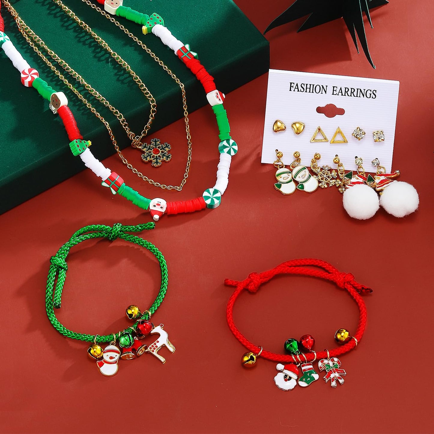 IFKM 36 PCS Gold Plated Jewelry Set with 4 PCS Necklace, 11 PCS Bracelet, 7 PCS Ear Cuffs Earring, 14 Pcs Knuckle Rings for Women Girls Valentine Anniversary Birthday Friendship Gift